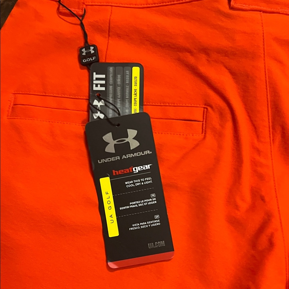 Under Armour Men's Bright Orange Athletic Shorts - Picture 6 of 6